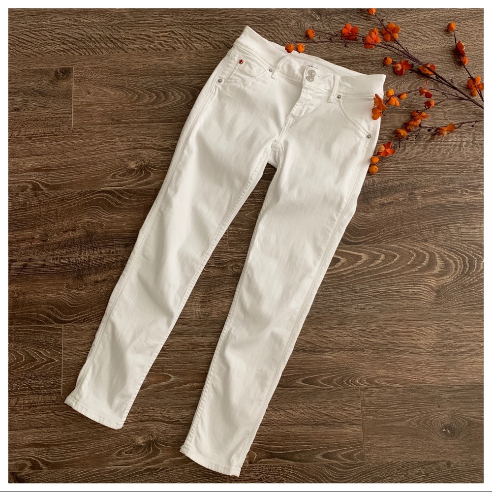 Hudson White Collin Flap Skinny Ankle Jeans